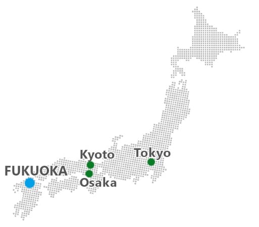 Map of Japan showing location of Fukuoka