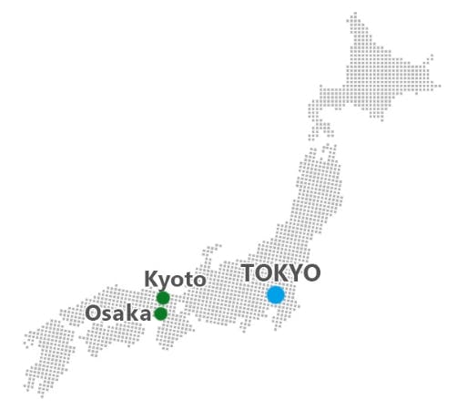 Map of Japan showing location of Tokyo