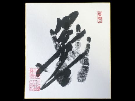 Terunofuji (black) sumo autograph (tegata)